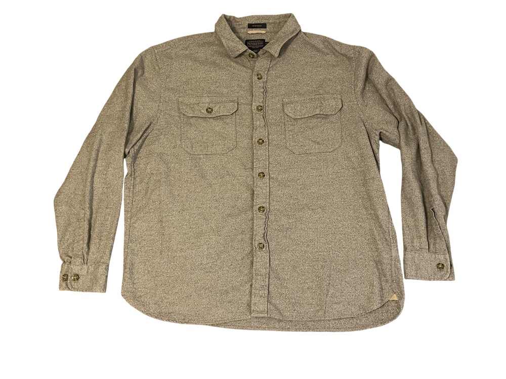 Pendleton Burnside Shirt Mens 2XL Gray Solid Flannel Button Up Long Sleeve
